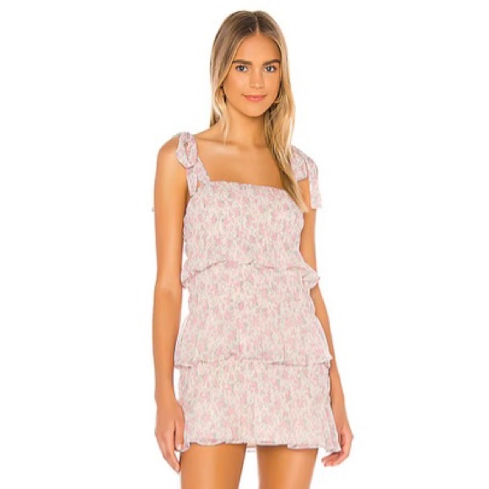 Tularosa Revolve Gloria Tiered Dress Ivory Rose Blooms Sz M